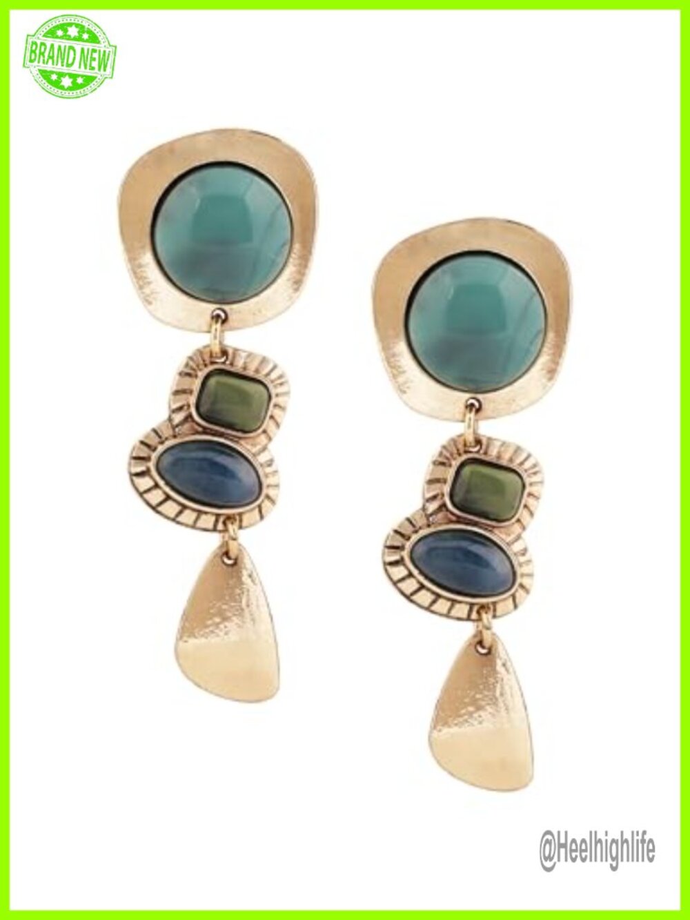 Gold Tone Statement Drop Earrings Boho Vintage Dangle Jewelry